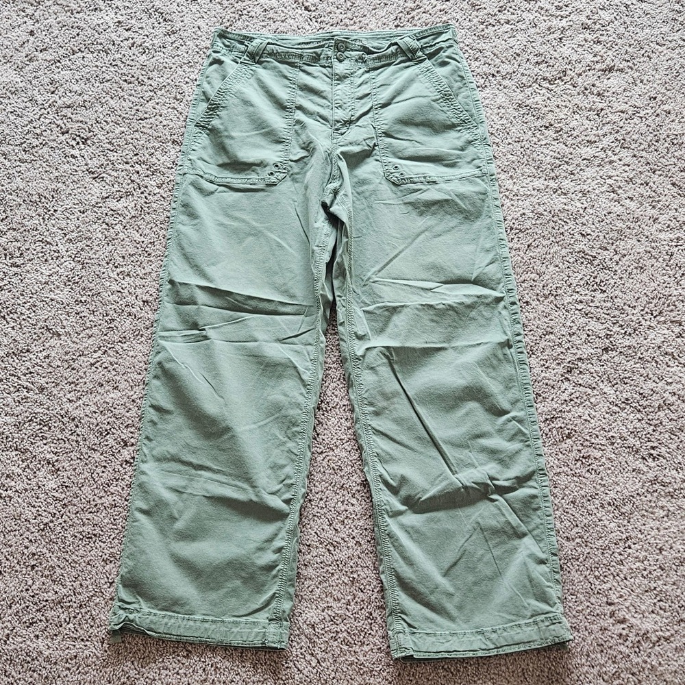 American Eagle Stovepipe Pants Size 12 Olive Green Stretch Utility Straight Leg